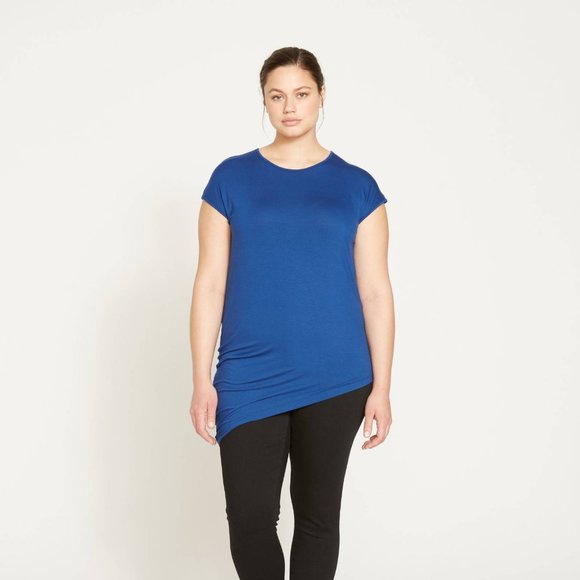 Universal Standard Liquid Crew Neck Genevette Top (Blue Pansy, 2XS) - Picture 4 of 6